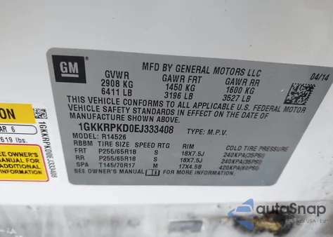 2014 GMC Acadia Sle-2 z USA, uszkodzony, nr VIN 1GKKRPKD0EJ333408